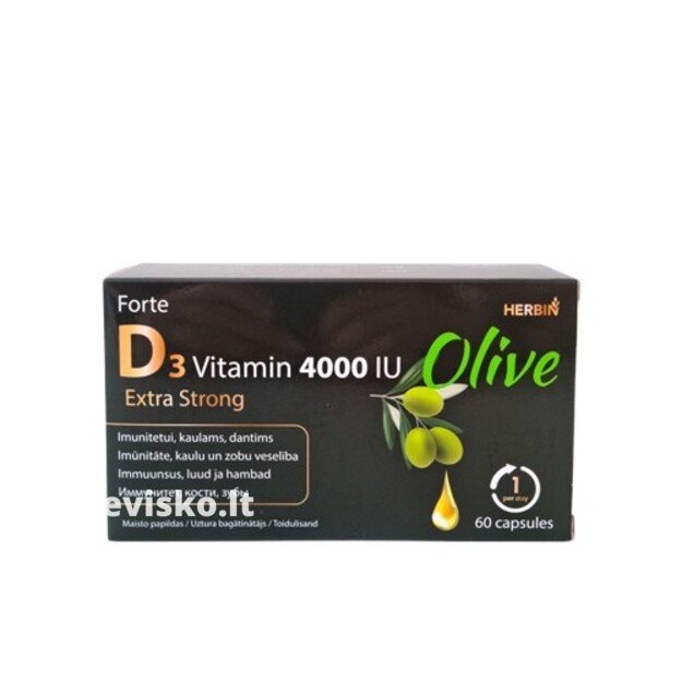 Vitaminas D3 4000 TV Olive Forte Extra Strong, 60 kap.