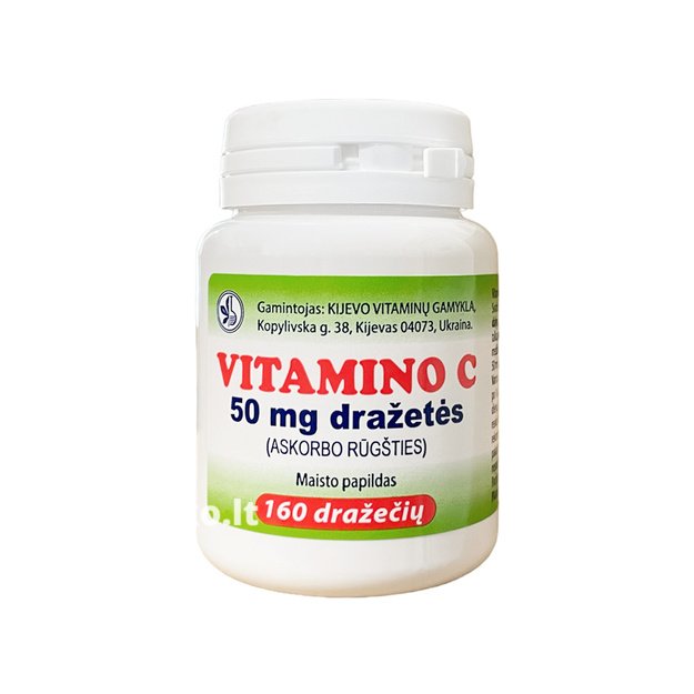 Vitaminas C 50 mg, 160 dražečių