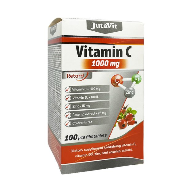 Maisto papildas Vitaminas C 1000 mg + D3 + cinkas + erkšėčių ekstr., 100 tab.
