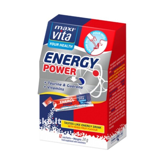 Msisto papildas MaxiVita Energy power Taurinas, 16 pak.