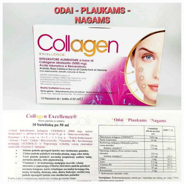 COLLAGEN EXCELLENCE® hidrolizuotas jūrinis kolagenas. 10 tab.