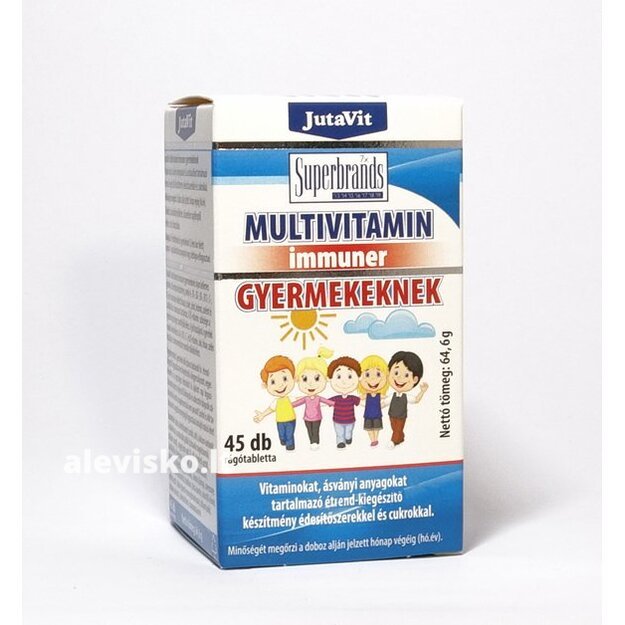 Maisto papildas Multivitamin Immuner Vaikams su laktobacilomis JutaVit, 45 tab.