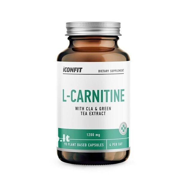 Maisto papildas ICONFIT L-karnitinas su CLA ir žaliosios arbatos ekstraktu, 90 kap.