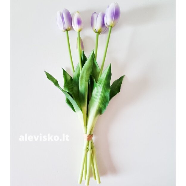 Silikoninės tulpės (5 žiedų puokštė) Violetinė