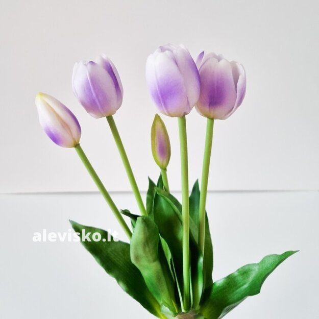 Silikoninės tulpės (5 žiedų puokštė) Violetinė